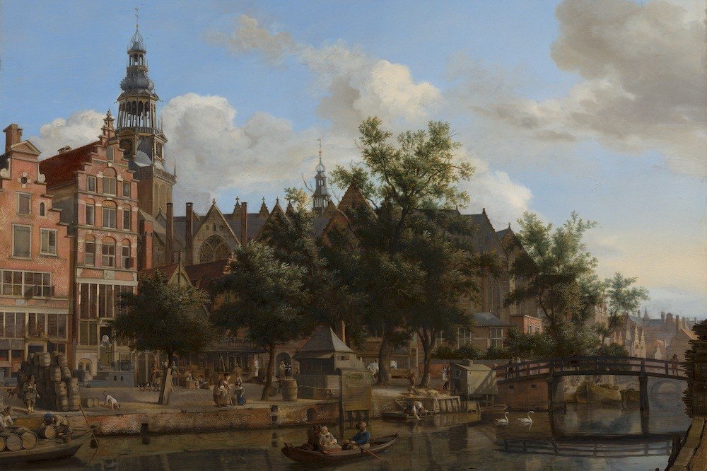 Willem van Mieris, A Grocer's Shop: quầy tạp hoá với người bán, khách hàng và hàng hoá