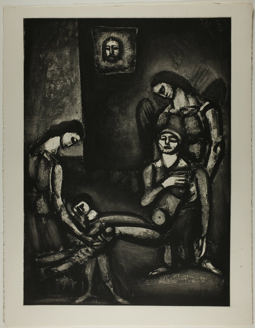 Georges Rouault, tấm 46 bộ Miserere: tranh khắc axit đen trắng về người công chính và gỗ đàn hương