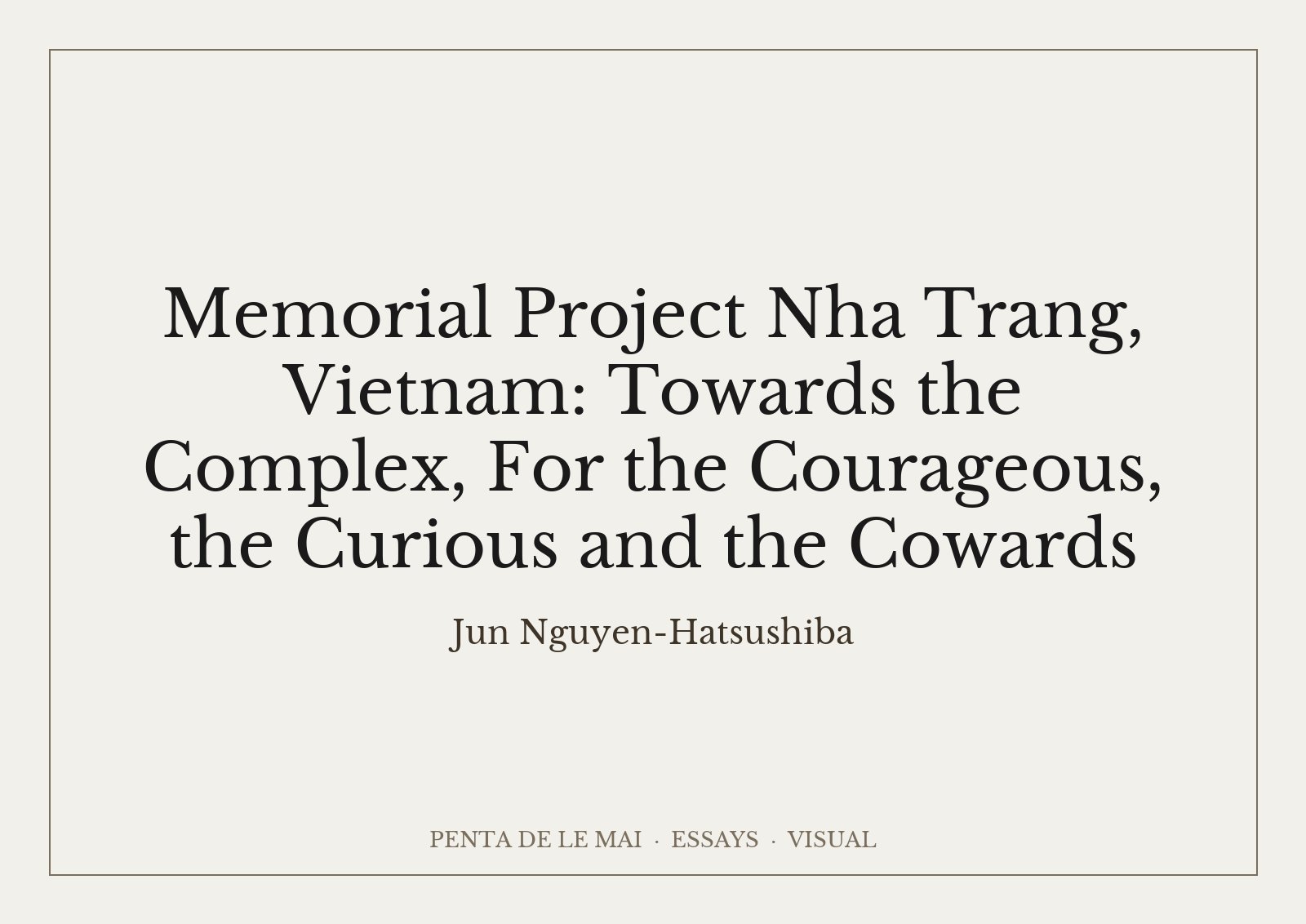 Jun Nguyen-Hatsushiba, Memorial Project Nha Trang, Vietnam: người đánh cá kéo xích lô dưới đáy biển xanh
