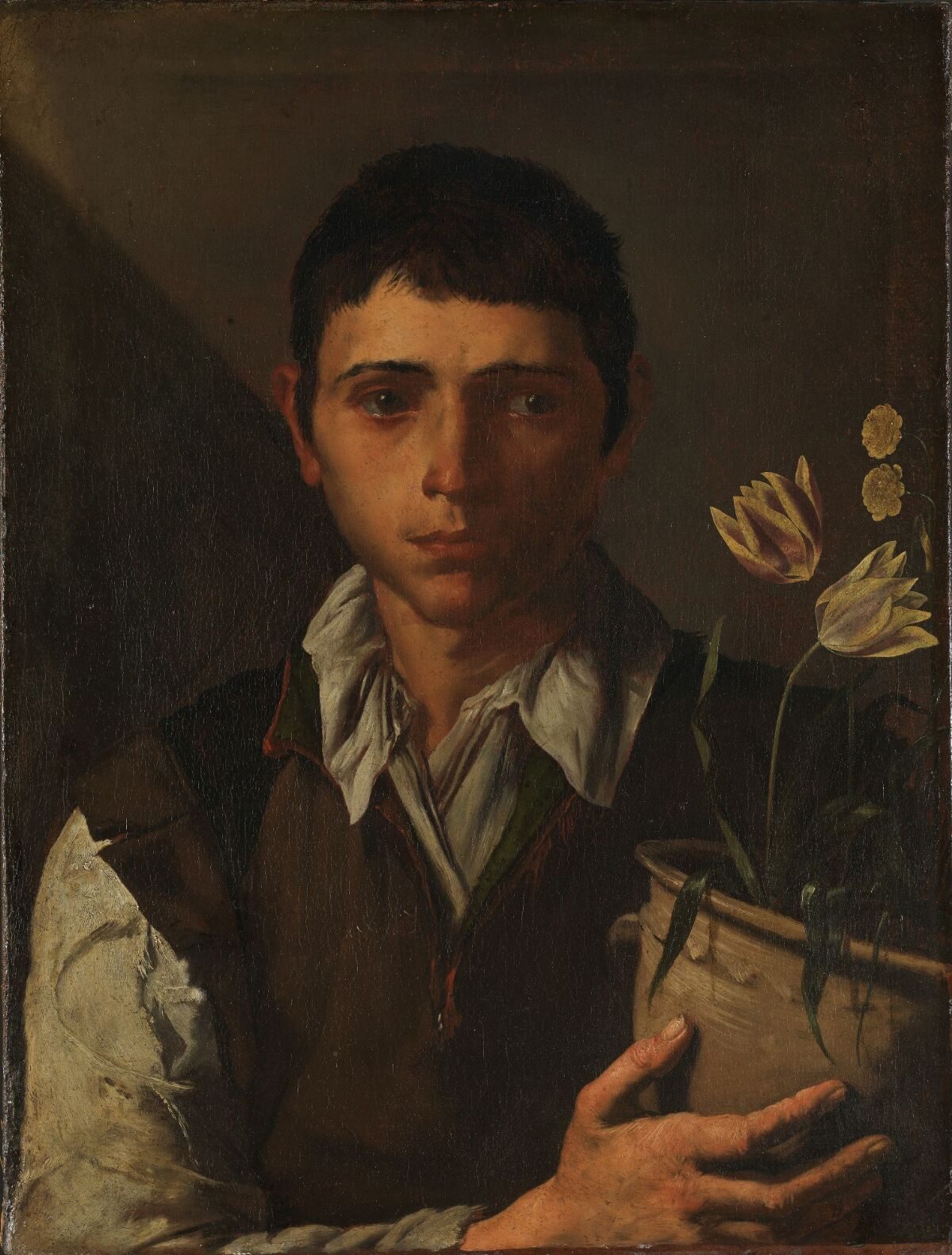 Jusepe de Ribera. Boy with a Pot of Flowers. The Sense of Smell.