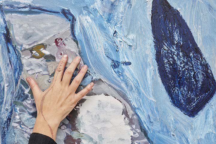 Luiza Gottschalk, Glade: To Touch Painting: a scented forest painting with scent embedded in the paint, hung in the gallery