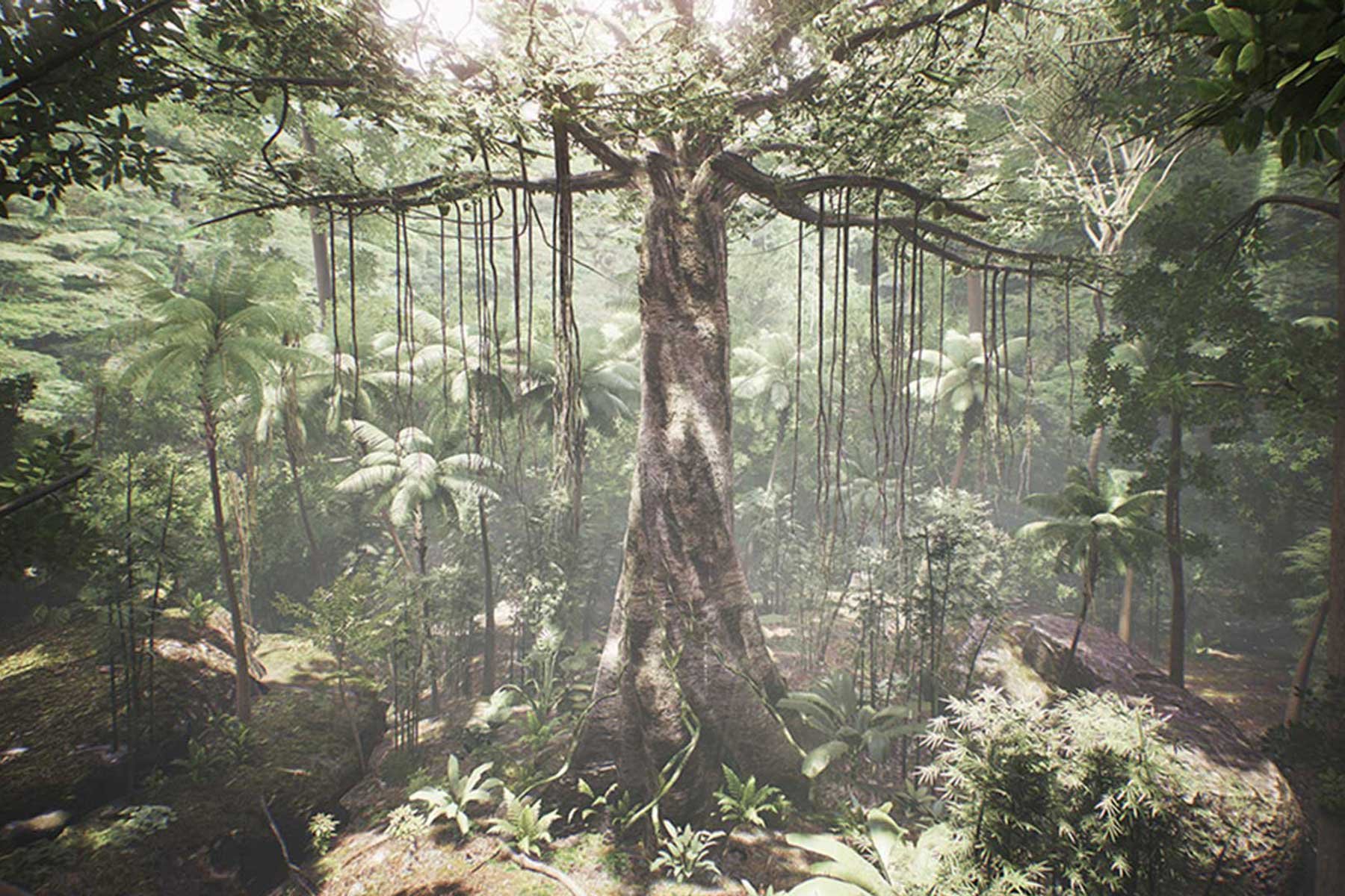 ミリツァ・ゼツとウィンズロー・ポーター「Tree」。VRヘッドセットをつけ、枝のように腕を広げる鑑賞者