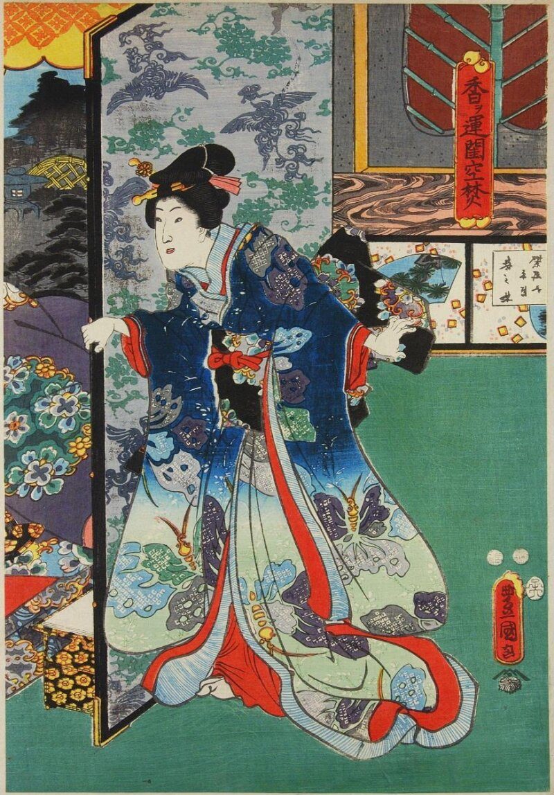 Utagawa Kunisada. Kō o hakobu neya karadaki.