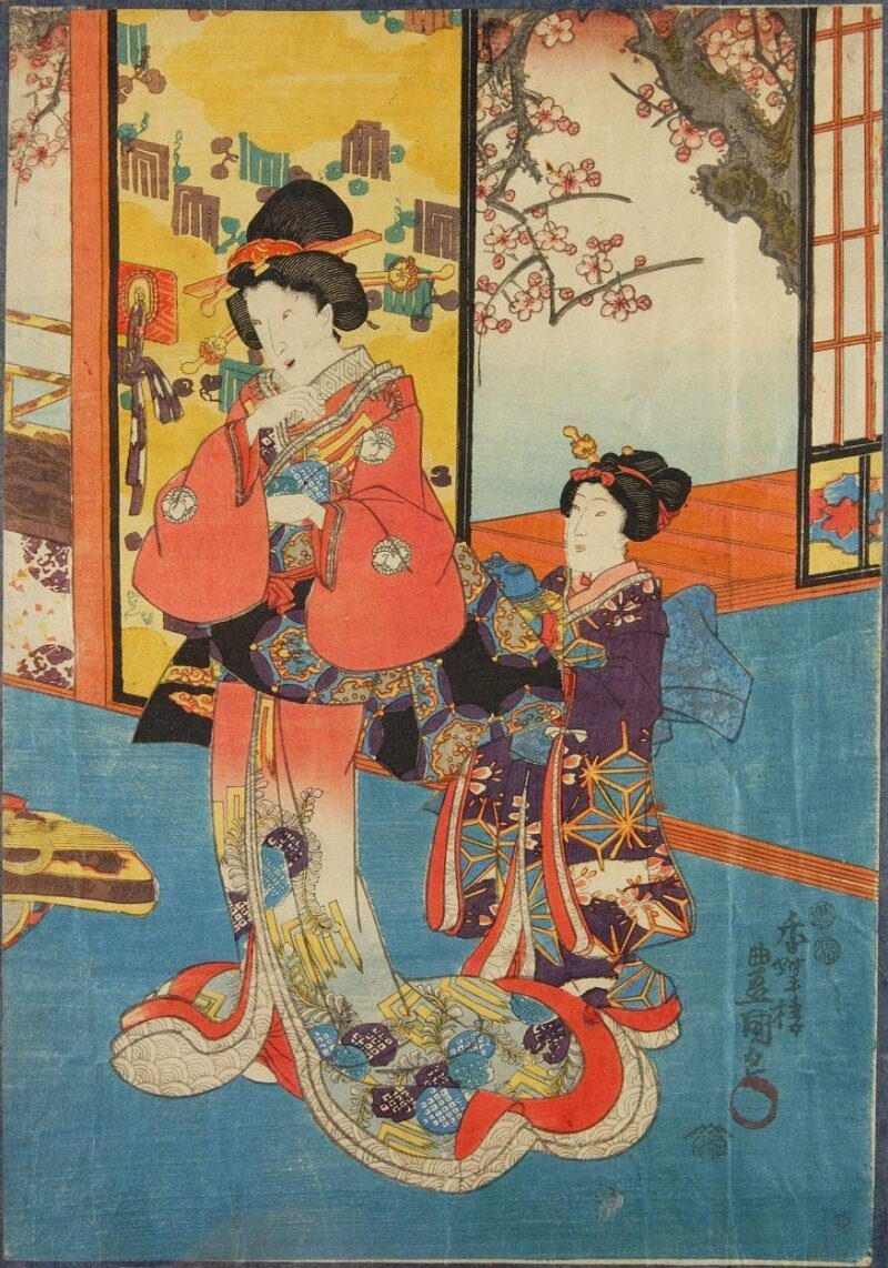 Utagawa Kunisada. Ka ni sasou haru no tsumeoto.