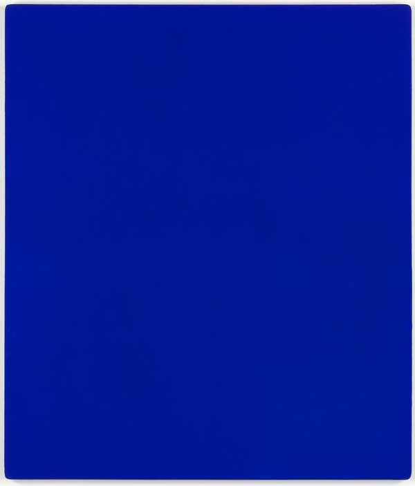 Yves Klein, IKB 79: an upright rectangular canvas covered in a single deep ultramarine blue with a velvety surface